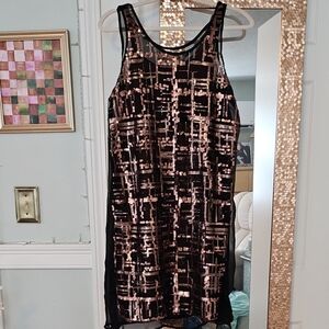 Vera Wang, Simply Vera, Black and Rose Gold Sequin Dress, Size S